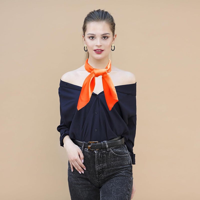 ATAMET Head Scarf Square Neck Ribbon Neck Scarf Satin Scarf Handkerchief for Halloween Retro Women Costume Accessory - Image 4